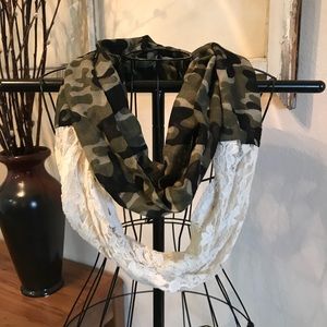 Camo and Lace Infinity Scarf, One Size